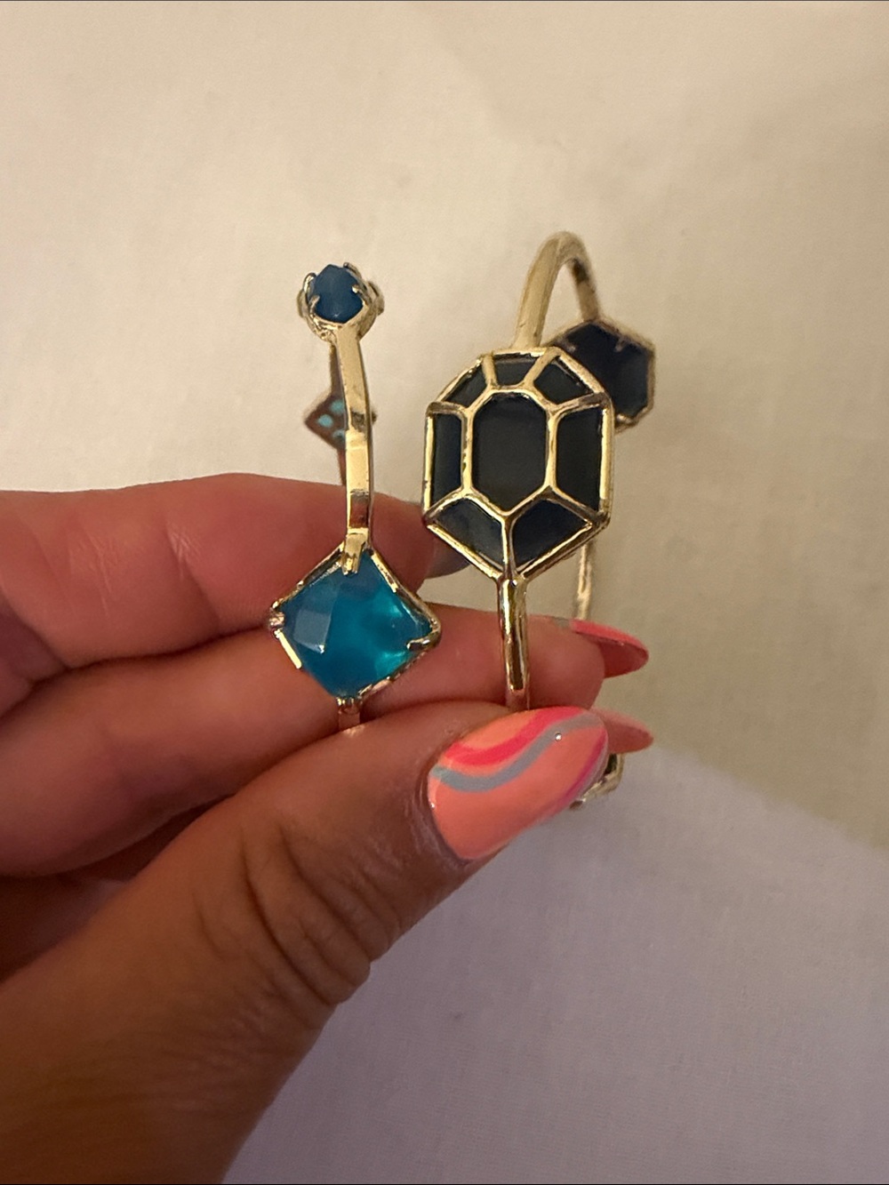 Kendra Scott Gold-Tone Cuff Bracelet with Blue and Teal Stones